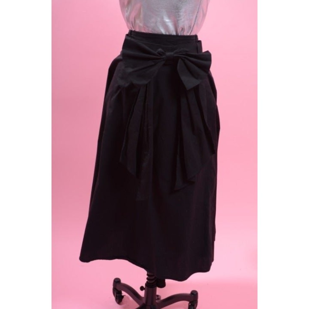 ChicStar Large Bow Belted Black Skirt